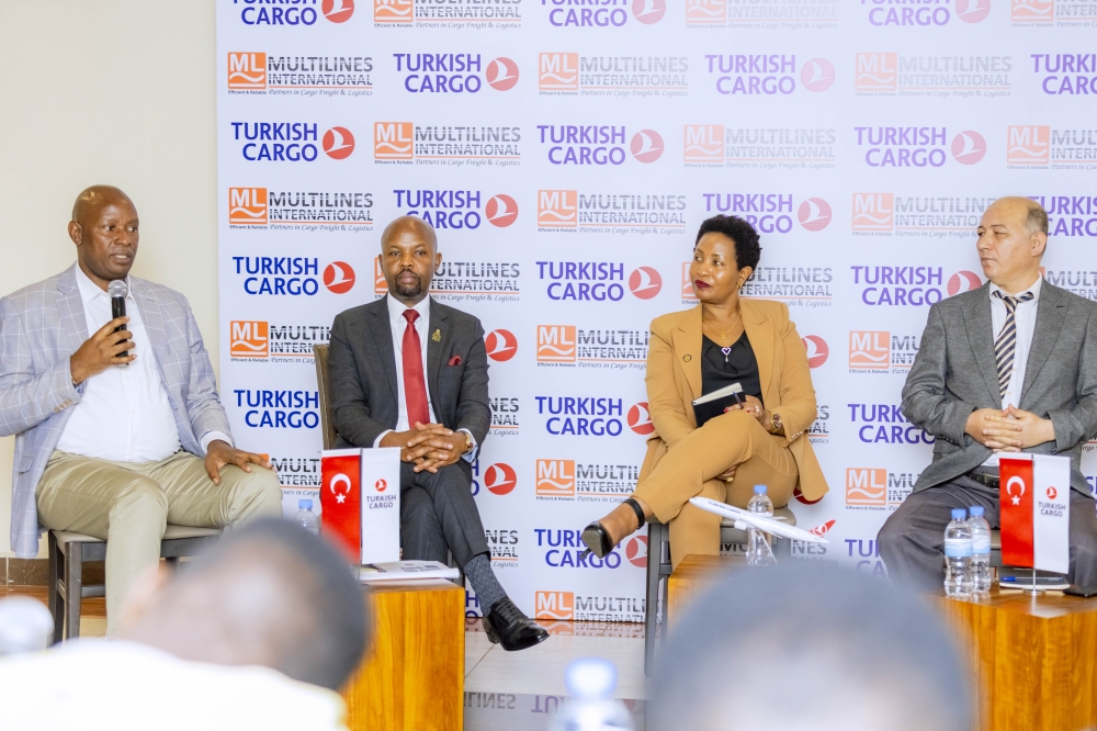 Officials during a news conference to announce the collaboration between the two companies Multilines International Rwanda Ltd and Turkish Cargo in Kigali on January 31. Photos: Craish Bahizi.
