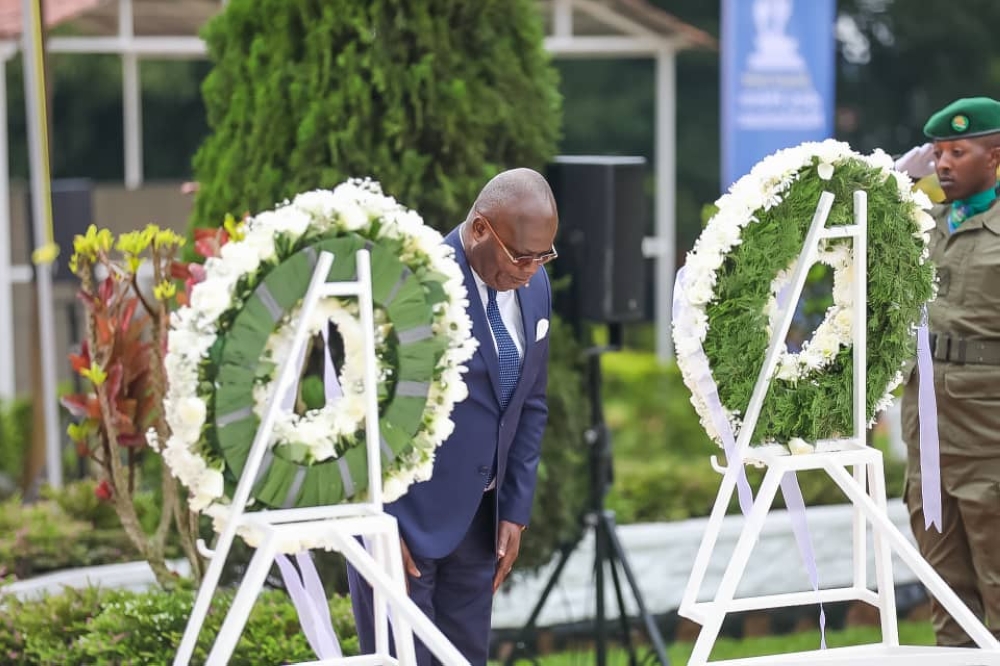 Ambassador of the Republic of Congo Guy Nestor Itoua, who's the Dean of the Diplomatic Corps pays tribute
