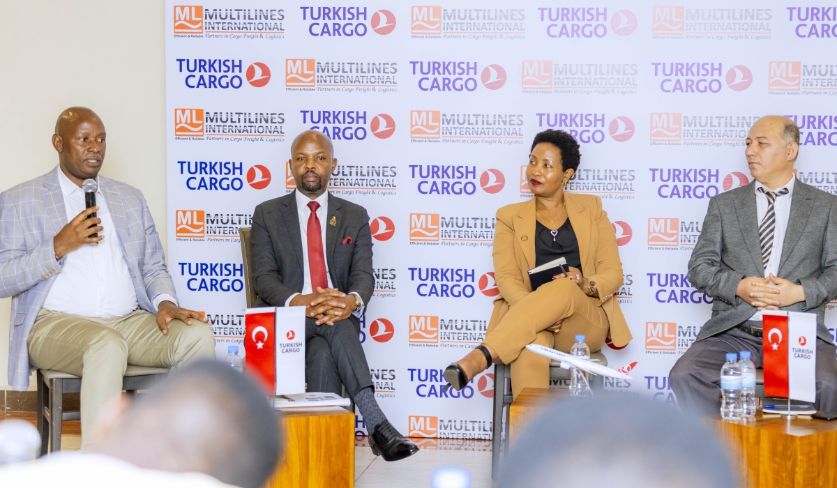 Officials during a news conference to announce the collaboration between the two companies Multilines International Rwanda Ltd and Turkish Cargo in Kigali on January 31. Photos: Craish Bahizi.