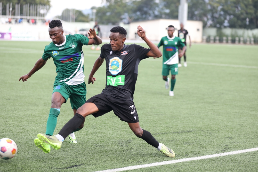 Gasogi United  and SC Kiyovu players vie for the ball during a 1-1 draw  at Kigali Pele stadium on Saturday, February 3. All photos by Craish Bahizi