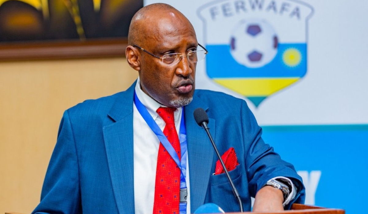 FERWAFA Secretary-General Adolphe Kalisa speaks during a past General Assembly. Courtesy