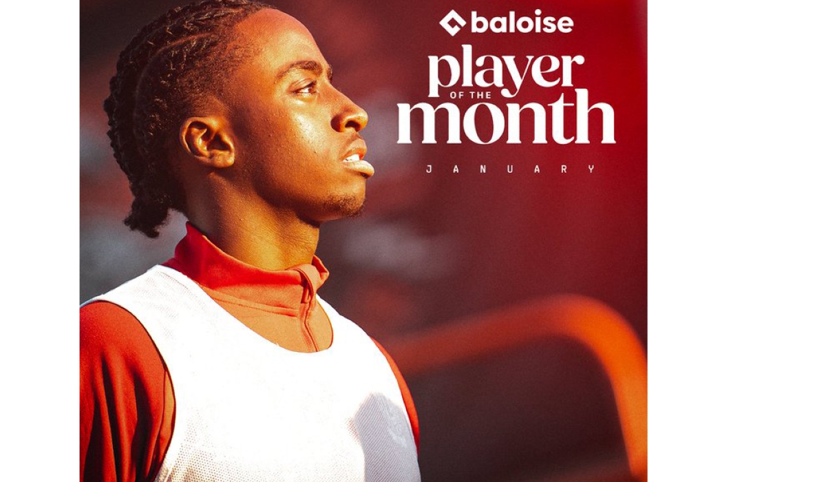Rwanda international Hakim Sahabo has been named Standard Liège player of the month for January 2024. Courtesy