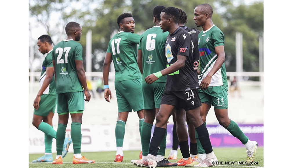 Kiyovu players during Saturday’s 1-1 draw with Gasogi United in the Primus National League week 19 encounter at Kigali Pele Stadium. All photos by Craish Bahizi