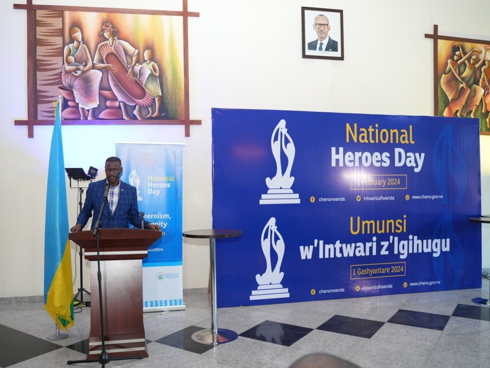 Amb. Maj. Gen. (Rtd) Charles Karamba addresses delegates during the event.