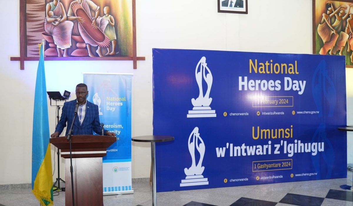 Amb. Maj. Gen. (Rtd) Charles Karamba addresses delegates during the event.