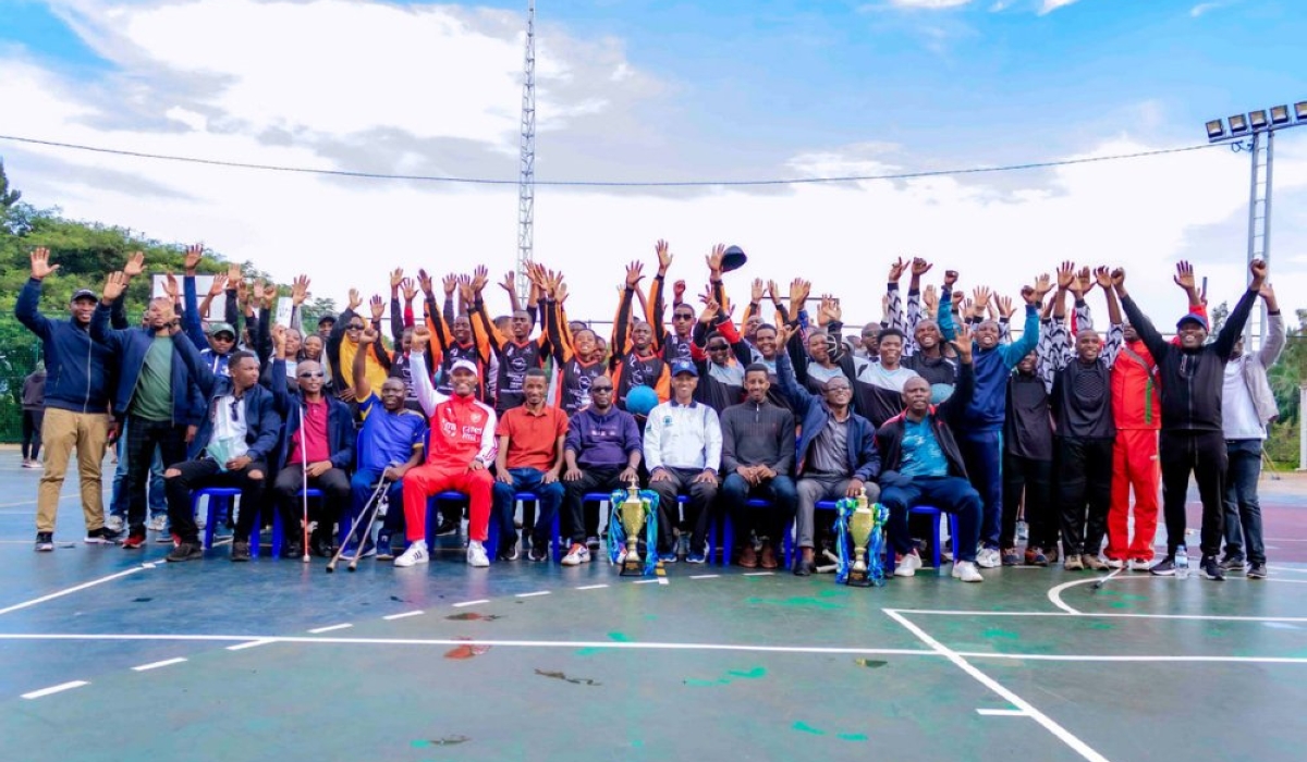 Champions Rwamagana (men) and Musanze (women) are joined by officials for a group photo-courtesy
