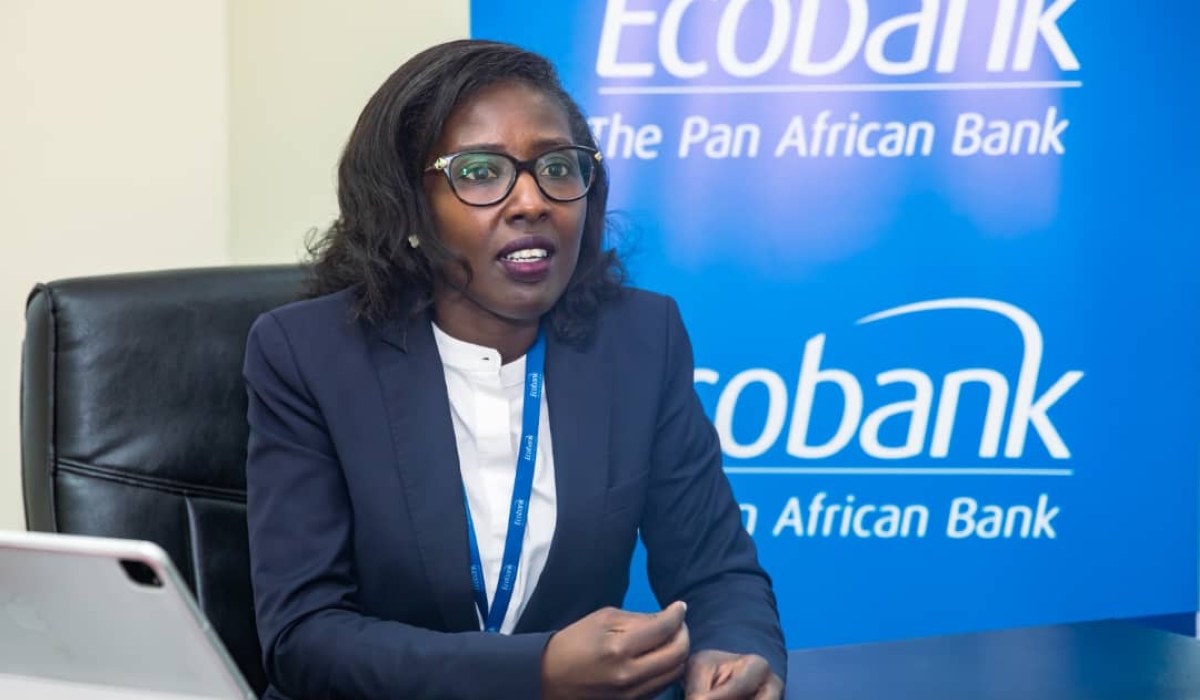 Ecobank Rwanda Managing Director Carine Umutoni during the interview. Umutoni is also a part of the Executive Committee of the Rwanda Bankers’ Association (RBA).  Photo by Willy Mucyo