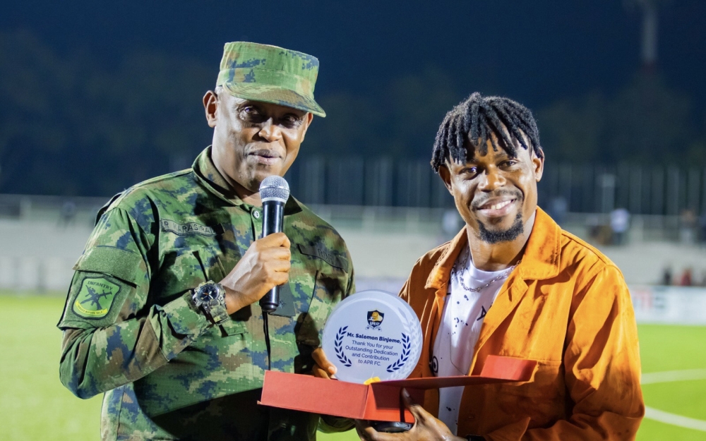 APR FC defender Salomon Charles Bienvenue Banga Bindjeme expressed his dissatisfaction with Assistant Coach Karim Khouda, calling him a "bad guy." Courtesy.