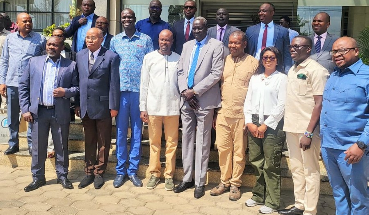 East African Legislative Assembly committee pose for photo during the meeting. Photo Courtesy