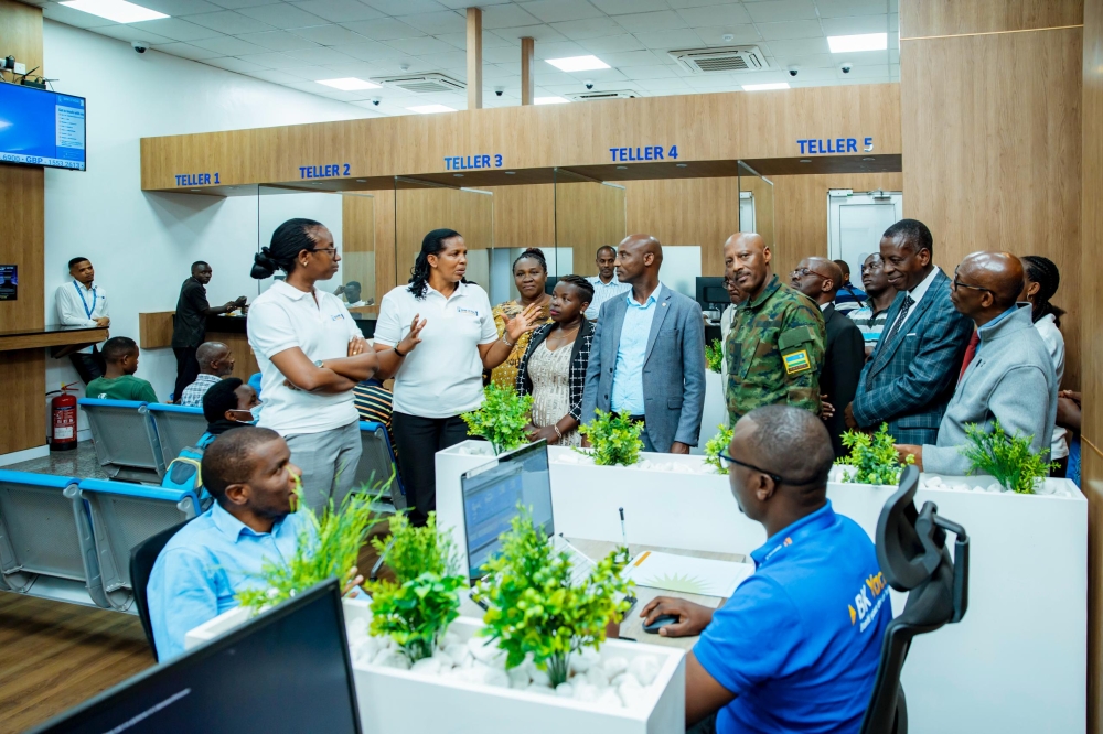 Bank of Kigali (BK) CEO Dianne Karusisi with other delegates during the inauguration of the newly revamped branch in Musanze District on Friday, February 9. Courtesy