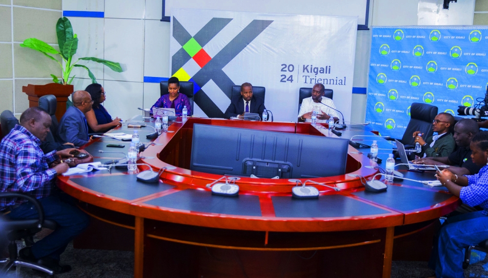 City of Kigali Mayor  Samuel Dusengiyumva leading a press conference to announce the upcoming ‘Kigali Triennial’. Photo by Craish Bahizi