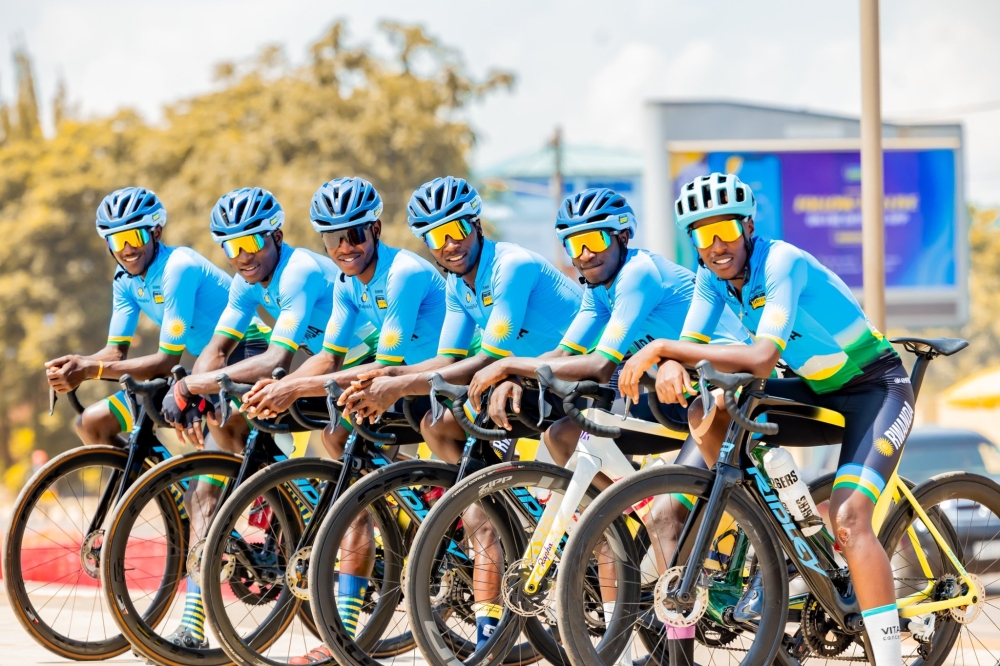 Team Rwanda riders pose for a photo before a training session ahead of the forthcoming 16th edition of Tour du Rwanda slated for February 18-25. Courtesy