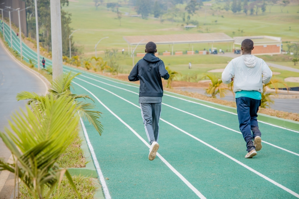 Some residents jogging at Nyarutarama running track in Gasabo District. The 2.4 kilometers long track aims to revolutionize the sporting experience and promote physical fitness in Kigali. Courtesy