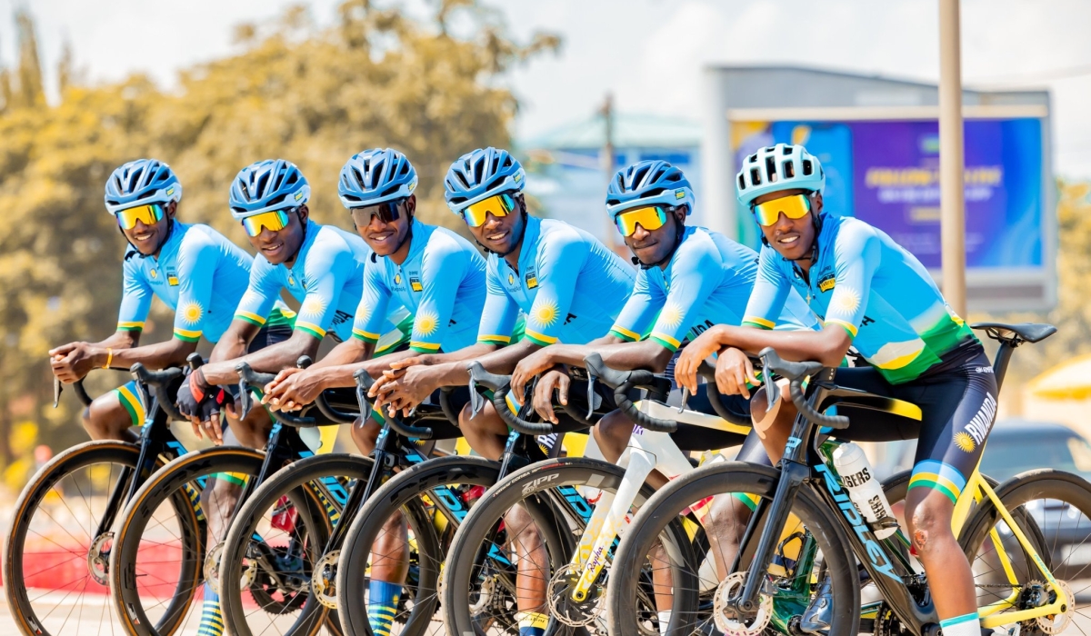 Team Rwanda riders pose for a photo before a training session ahead of the forthcoming 16th edition of Tour du Rwanda slated for February 18-25. Courtesy