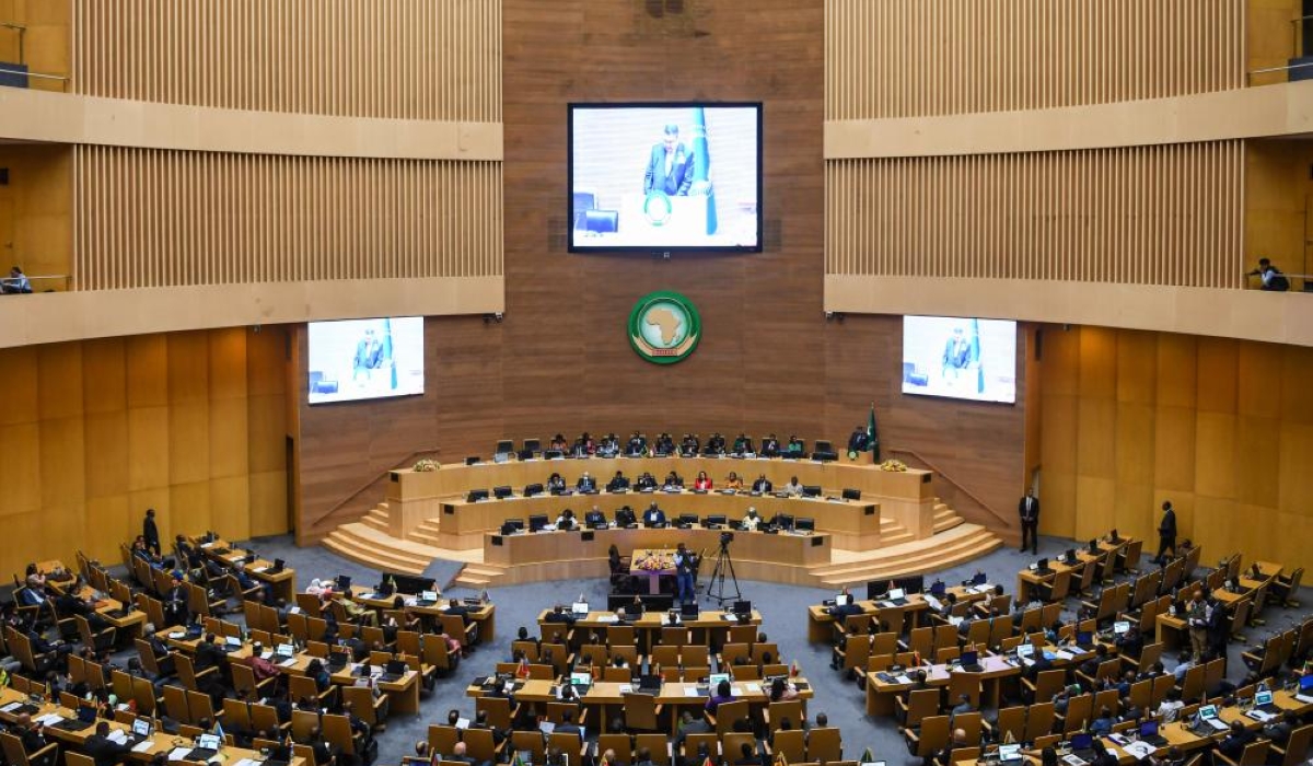 This photo taken on Feb. 14, 2024 shows the 44th Ordinary Session of the Executive Council of the African Union (AU) at the AU headquarters in Addis Ababa, Ethiopia.