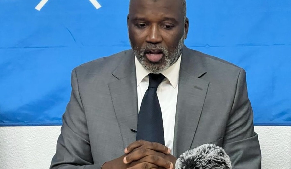 The International Residual Mechanism for Criminal Tribunals (IRMCT) s registrar Aboubacar Tambadou addresses journalists during a press conference in Kigali, on Thursday, February 15. Courtesy