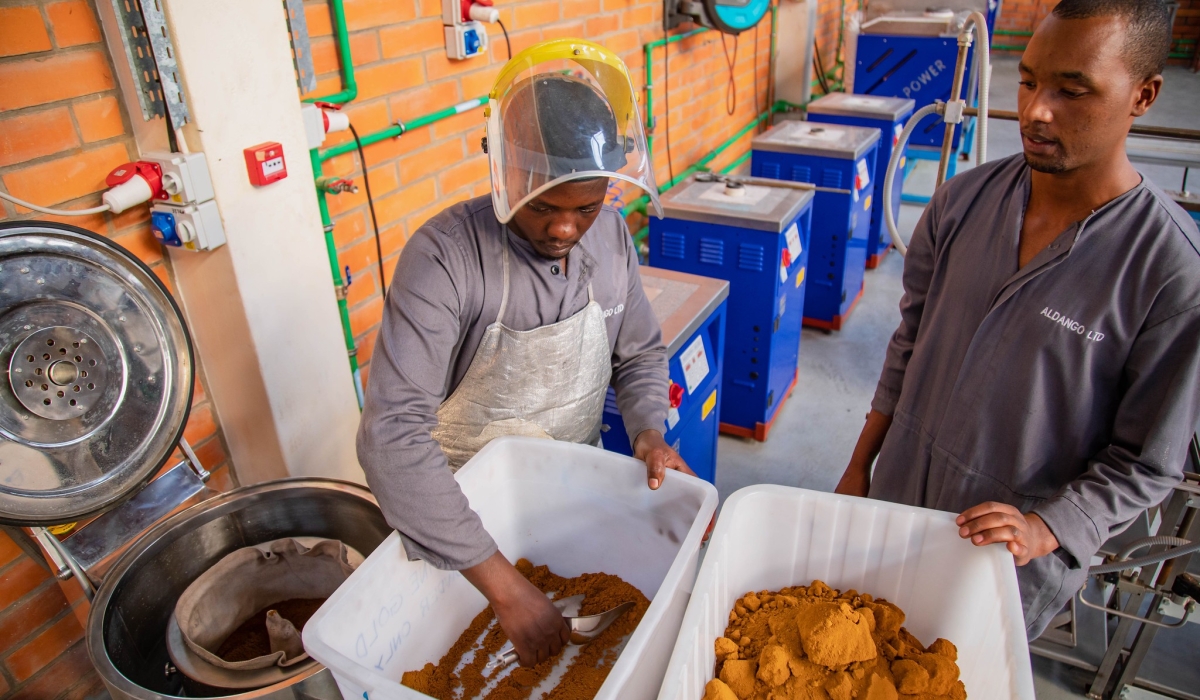 Workers on duty at Gold Refinery in Rwanda at Kigali Special Economic Zone on  June 18, 2019. File