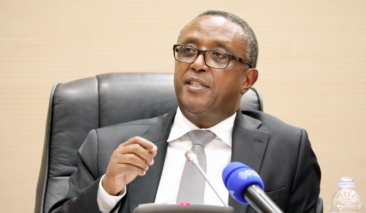 Minister of Foreign Affairs and International Cooperation Dr Vincent Biruta briefing lawmakers about regional issues and relations with neighbouring countries during a special sitting of the Chamber of Deputies on Thursday, January 26. Courtesy