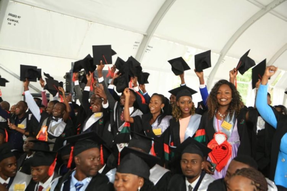 Makerere University students celebrate during the graduation ceremony on February 17. Photo Courtesy