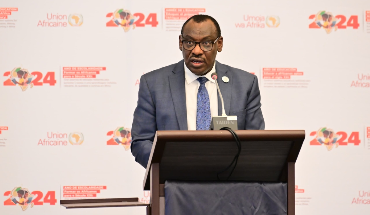 The UN Under-Secretary-General and Executive Secretary of the Economic Commission for Africa (ECA), Amb Claver Gatete, speaking during the pre-launch of the African Union Theme for 2024 in Addis Ababa, Ethiopia, on February 16.
