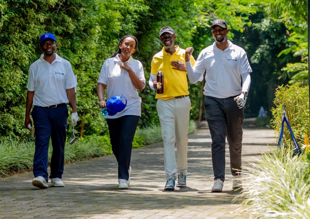 Bk golf player pose for a photo during the game held at Kigali golf club on Saturday, February 17