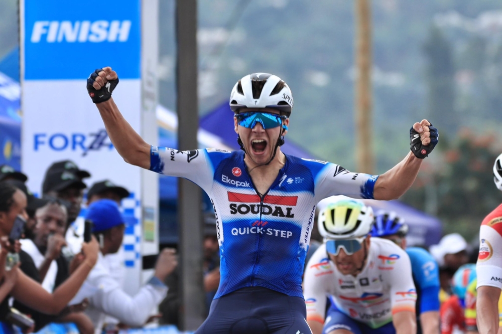 Belgian cyclist William Junior Lecerf won Stage Four of Tour du Rwanda 2024 in Rubavu on Wendesday, February 21-Courtesy