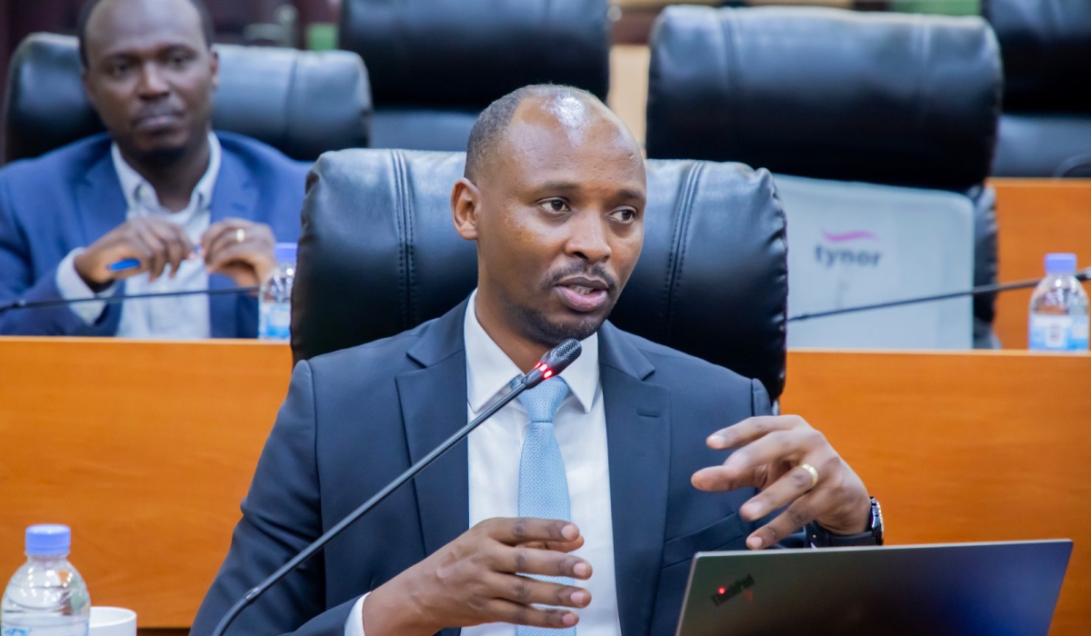 Minister of Health, Sabin Nsanzimana speaks during the  parliamentary session on February 19. Photo Courtesy