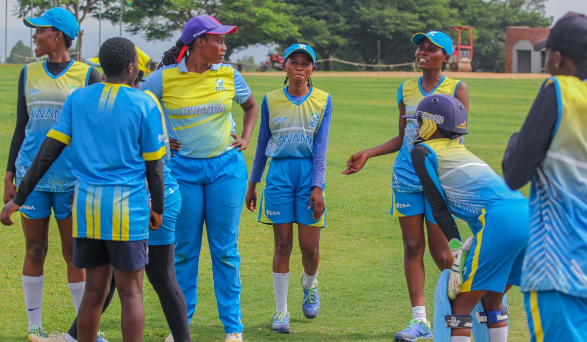 The woman national team in training at Gahanga cricket stadium. The team leaves for Nigeria on Friday for Invitatitonal tournament after which they will head to Accra for All Africa Games-Photo by Abdulkahal Ishimwe