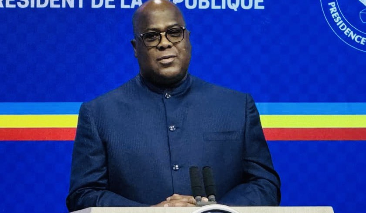 DR Congo President Felix Tshisekedi addressed a press conference on Thursday, February 22 where he backpedalled from the war rhetoric he has whipped up in recent months. Photo/Courtesy