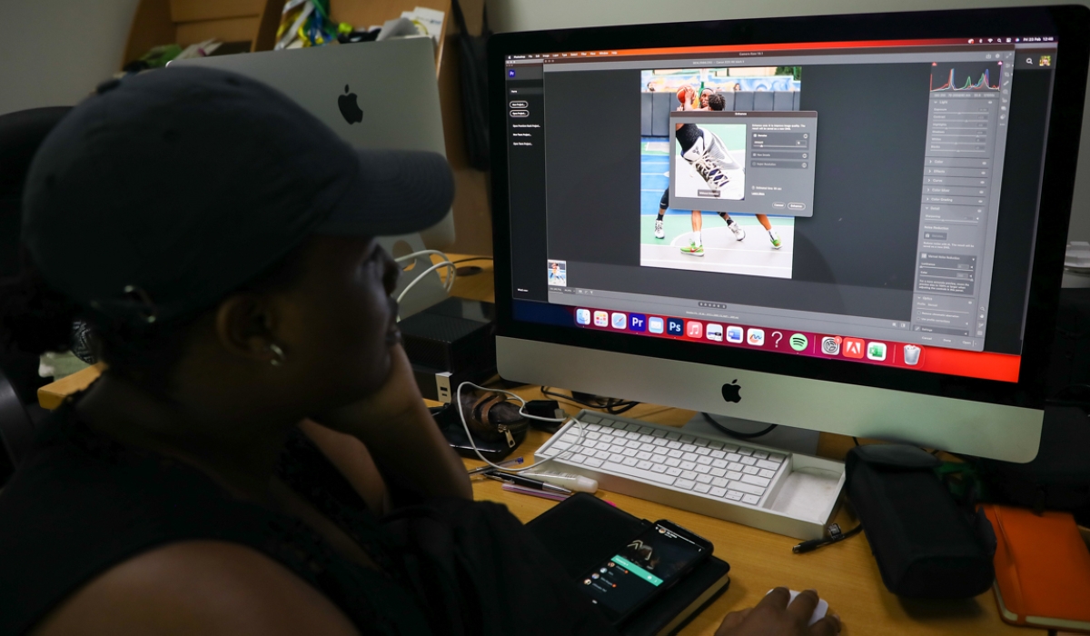 A content creator employs Adobe Photoshop&#039;s AI enhancer to edit basketball photos, transforming them with ease. ALL PHOTOS BY Willy Mucyo.