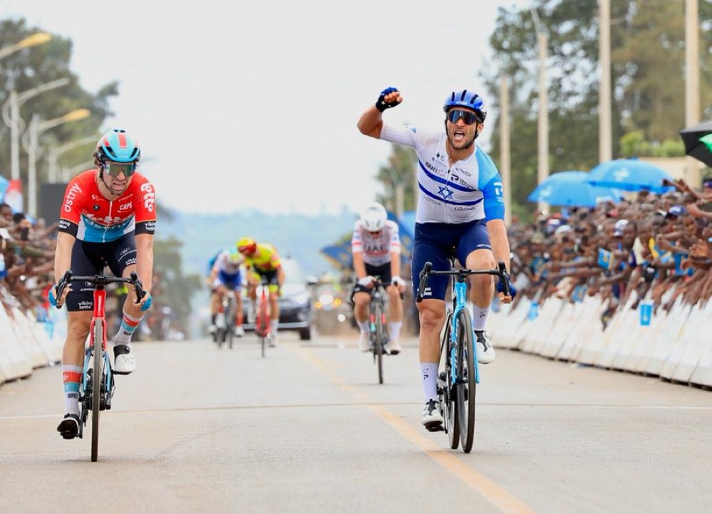 Itamar Einhorn (R) of Israel Premier Tech wins Stage 7 of the 16th Tour du Rwanda, his second stage victory in the race. His teammate Joseph Blackmore retained the yellow jersey ahead of Sunday&#039;s decisive stage-Courtesy