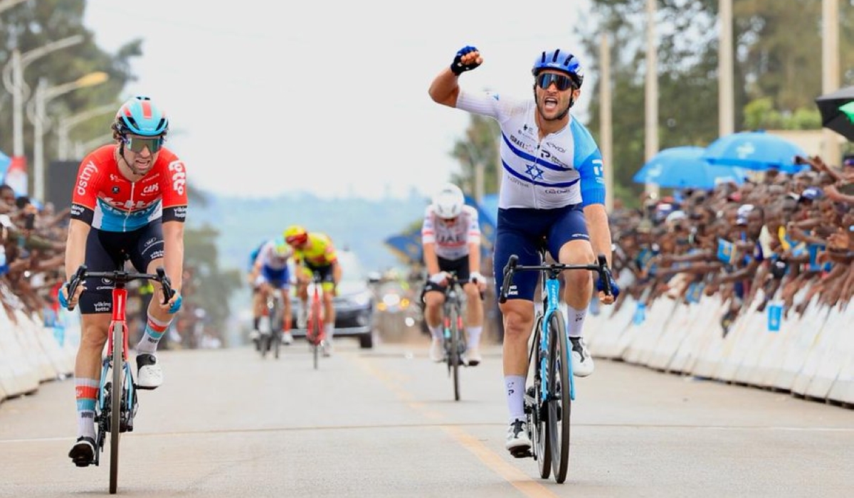 Itamar Einhorn (R) of Israel Premier Tech wins Stage 7 of the 16th Tour du Rwanda, his second stage victory in the race. His teammate Joseph Blackmore retained the yellow jersey ahead of Sunday&#039;s decisive stage-Courtesy