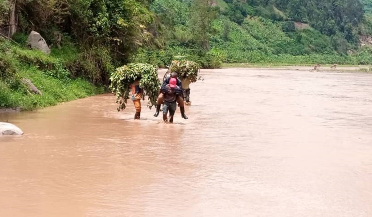 The Mukungwa River washed away 32 hectares of rice farms in Gakenke District on Tuesday, April 28, 2020. Approximately 35,000 native trees have been planted along the riverbanks for efficient flood risk mitigation. Photo Courtesy