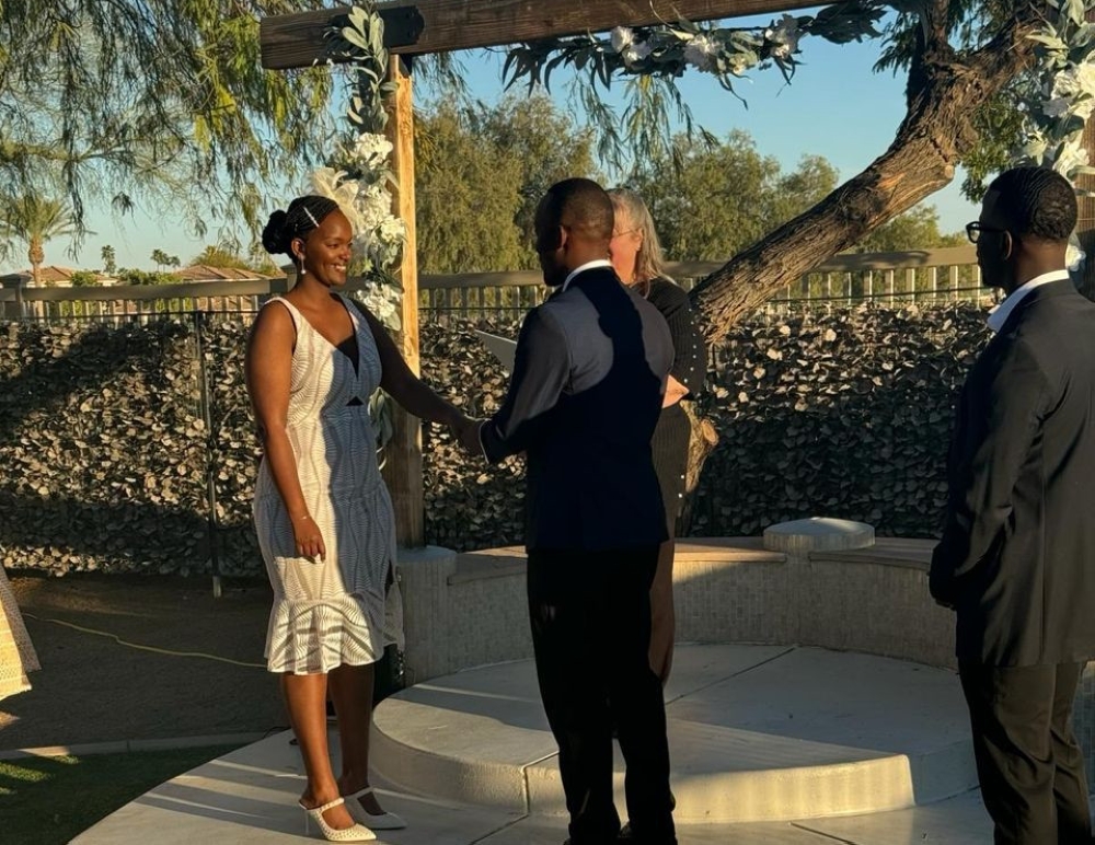 Aurore Kayibanda and Jacques Gatera during the ceremony. Courtesy photo