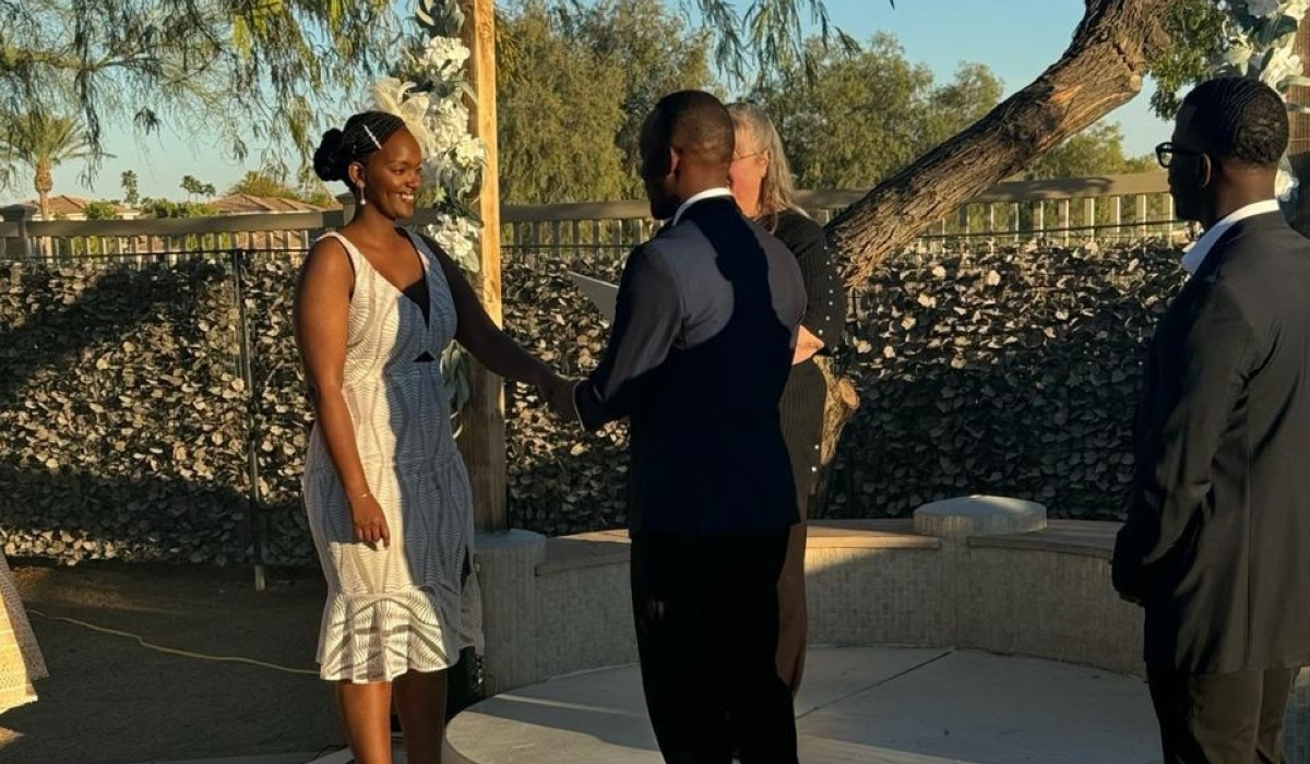 Aurore Kayibanda and Jacques Gatera during the ceremony. Courtesy photo