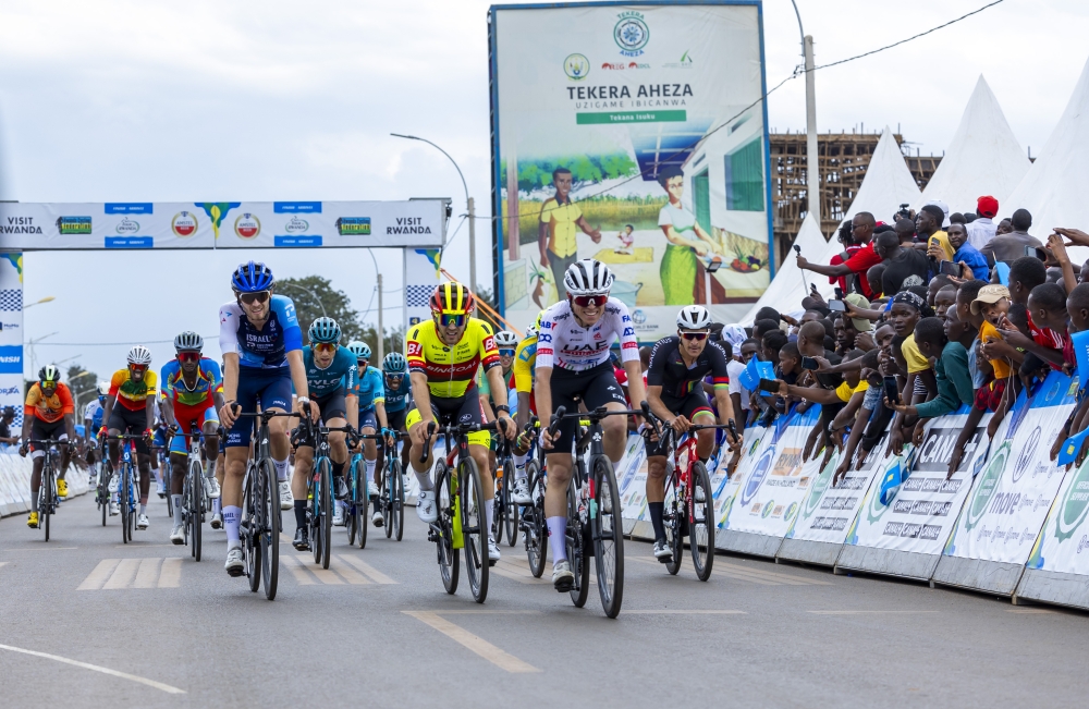A peloton of riders heading to Kayonza during Saturday&#039;s Stage 7, the longest of the entire race. Tour du Rwanda 2024 cost over Rwf1.2 billion-Photo by Olivier Mugwiza