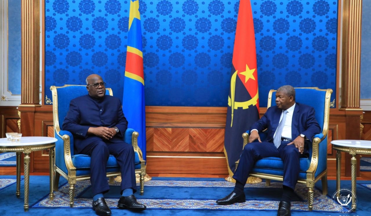 DR Congo&#039;s President Felix Tshisekedi (left) met with Angola&#039;s Joao Lourenço in the Angolan capital Luanda on Tuesday, February 27. Courtesy.