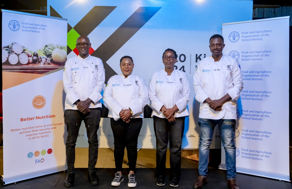 Four renowned chefs curating a recipe book under FAO support,  the new initiative that aims to showcase traditional crops and recipes that represent Rwandan culture. Courtesy