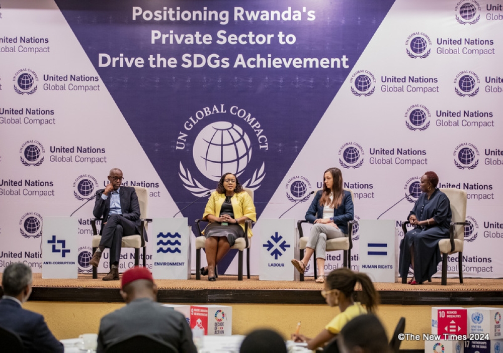 The panellists during a discussion titled “Positioning Rwanda’s Private Sector to Drive the SDGs Achievement”