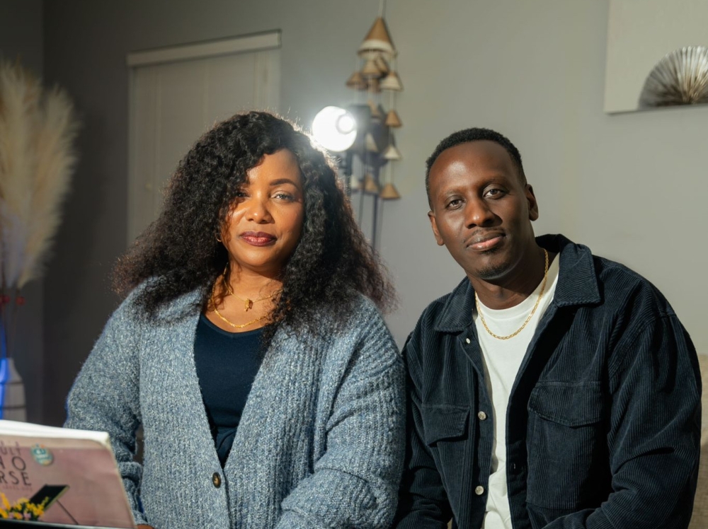 Fiston Bujambi with Christina Shusho. Bujambi said working with the Tanzanian gospel singer and songwriter made it easier for him to get back into the game. Courtesy photo 