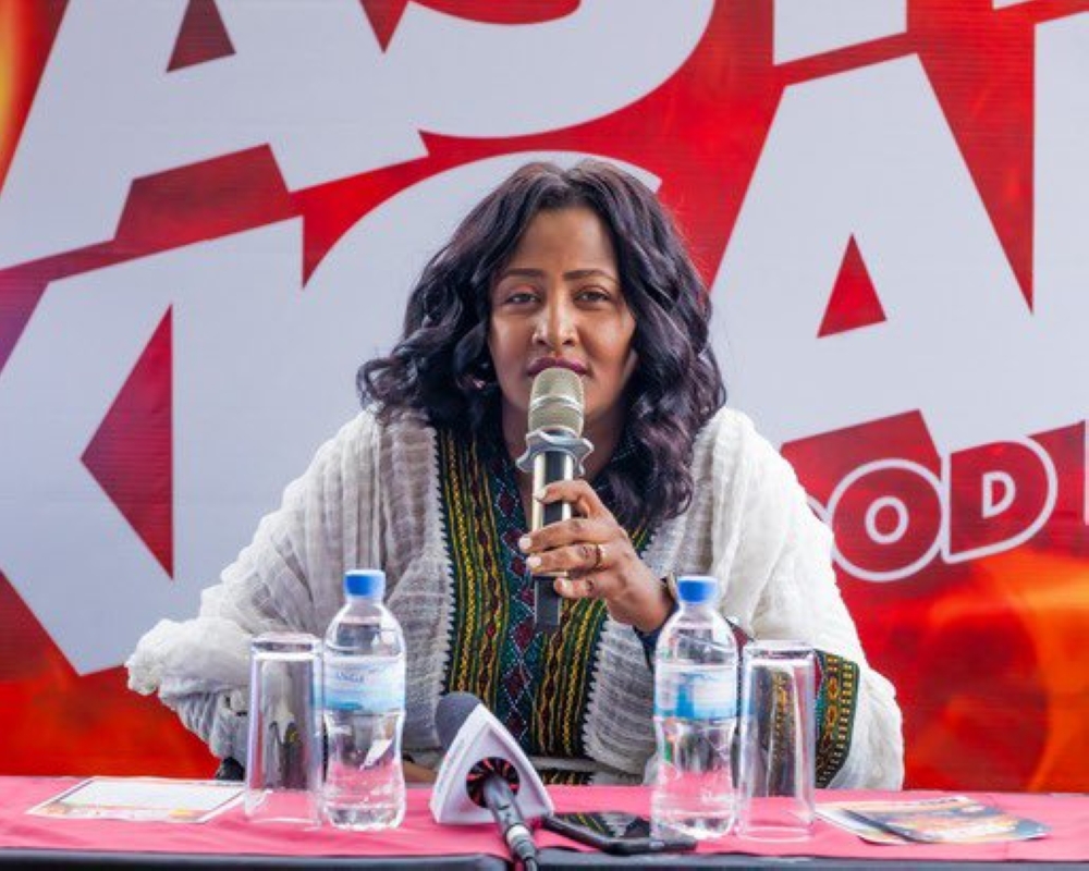 Teklu Sara Yesehak, ,the organizer of Kigali Taste Fest speaks to journalists in Kigali