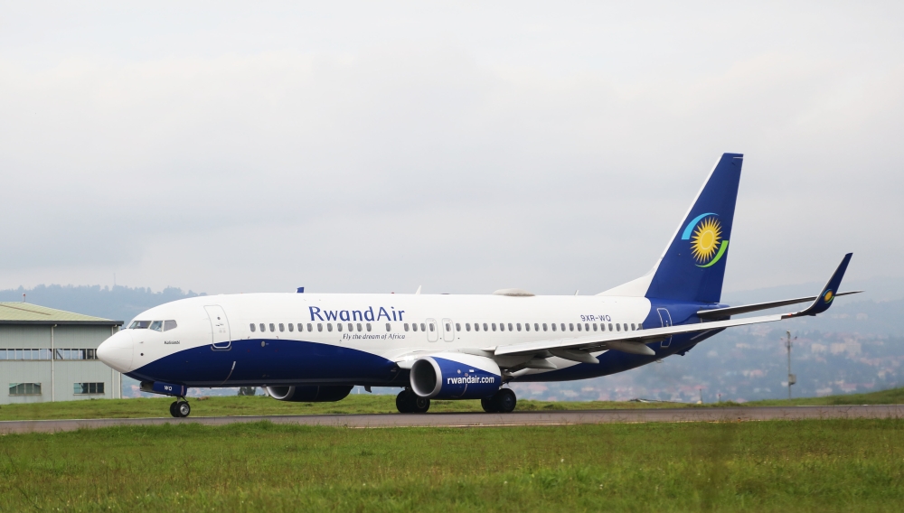 RwandAir&#039;s plane while taking off at Kigali international airport. National carrier RwandAir  will suspend all flights to and from Mumbai, effective March 15 (Sam Ngendahimana)