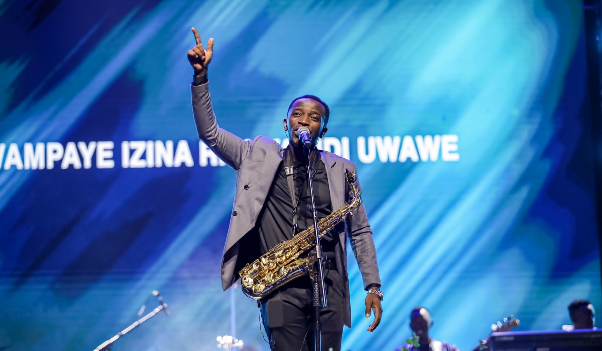 Gospel music singer Chryso Ndasingwa performing during the Crossover. Ndasingwa is set to release his debut album “Wahozeho” on May 5 at the BK Arena. PHOTO BY DAN GATSINZI