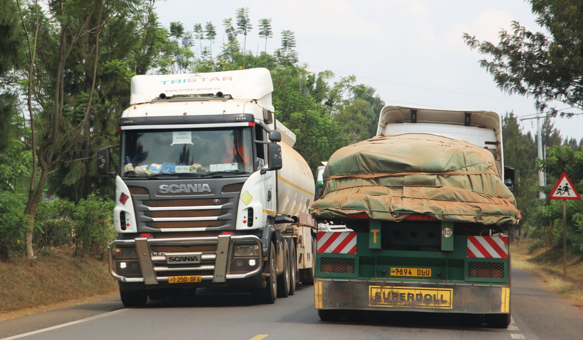 Cross-border cargo trucks transporting goods from Tanzania to Rwanda. CRAISH BAHIZI