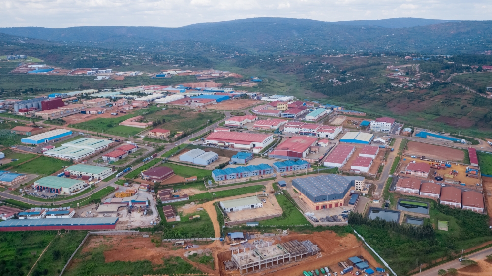 The aerial view of Kigali Special Economic Zone in Gasabo District. Members of Parliament  have raised concerns that buffer zones around six industrial parks are not respected. File