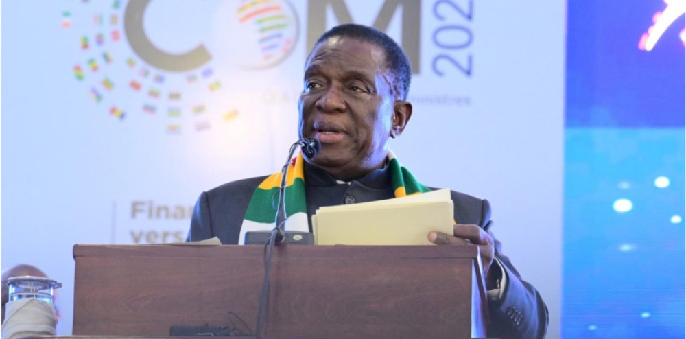 President Emmerson Mnangagwa of Zimbabwe opening of the Ministerial segment of the 56th Session of the Conference of Ministers of Finance, Planning and Economic Development in Victoria Falls, Zimbabwe, on March 4.