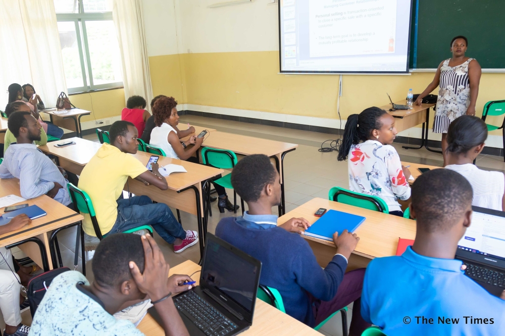 University of Rwanda students during a class at Gikondo Campus in Kigali. Photo by Craish Bahizi