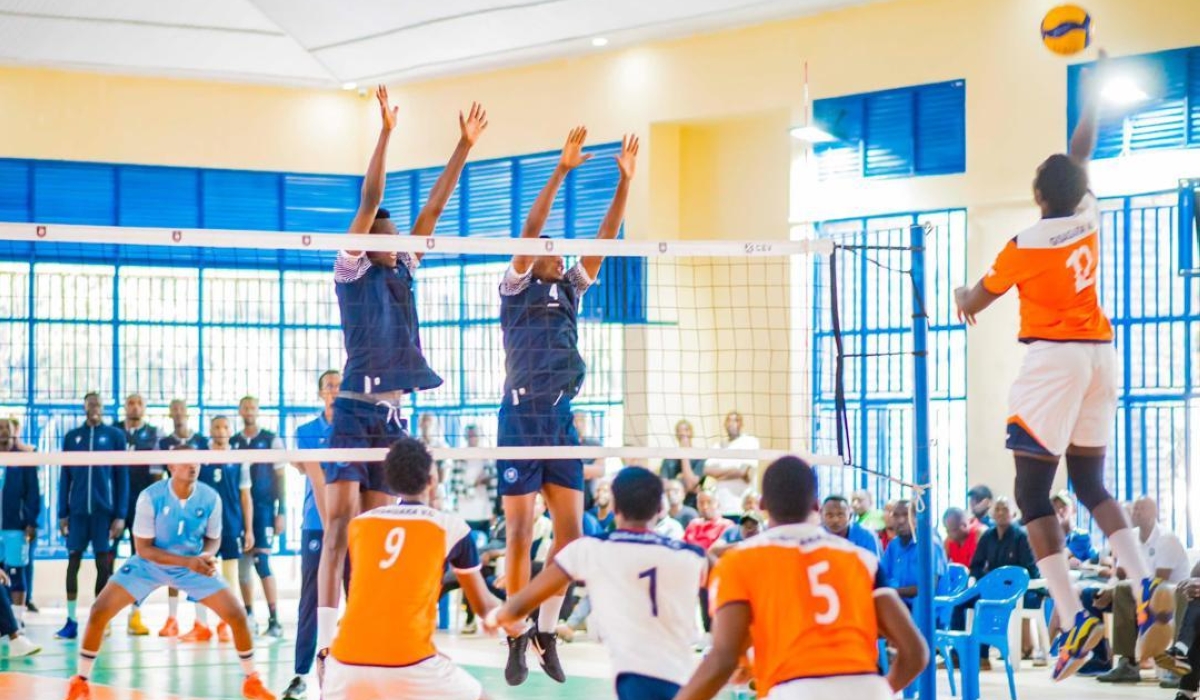 Gisagara VC face Police VC during a past game. Gisagara, APR and Police will represent Rwanda in the men’s African Club Championships due in Cairo, Egypt, from April 14-23.