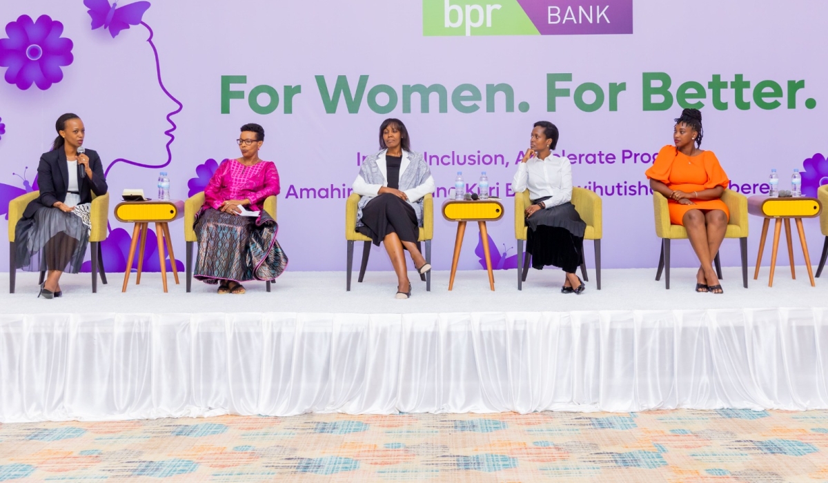 Panelists discuss during BPR Bank;s  customer’s international women’s day forum in Kigali on Thursday, March 7. Courtesy