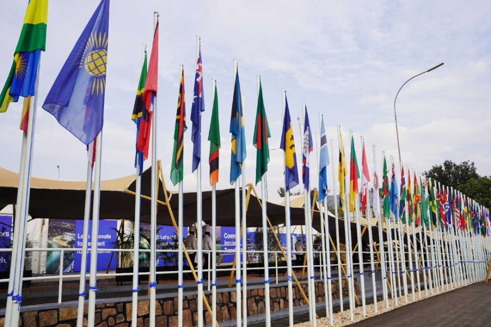 Flags of the Commonwealth member states hoisted in Kigali during the CHOGM in June 2022. Rwandans are partaking in the annual observance of Commonwealth Day. Photo by Craish BAHIZI